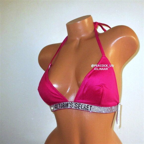 M/M Victoria Secret Shine Strap Logo Triangle Top & Brazilian Bikini Bottom Set - Picture 4 of 10